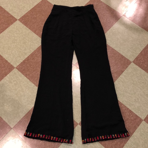 Vintage Pants - Vtg 90s bell bottoms floral flare pants flowy